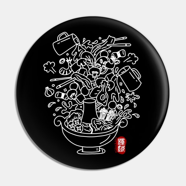 Hot Pot (white) Pin by Fan Doodle