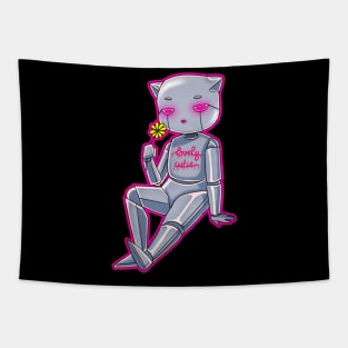 Robot cat pink Tapestry