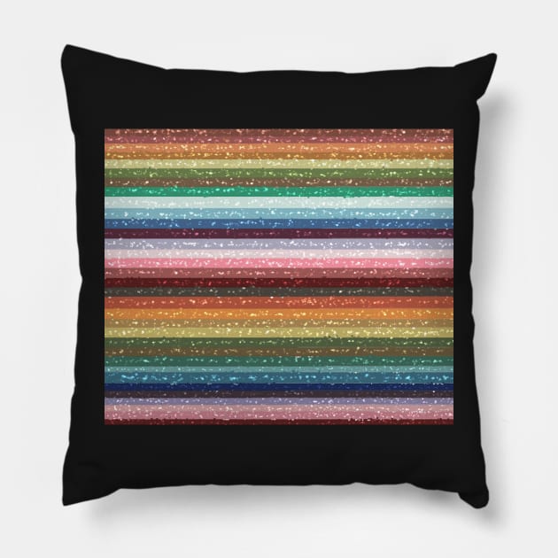 Rainbow Glitter Stripes Pillow by Fireflies2344