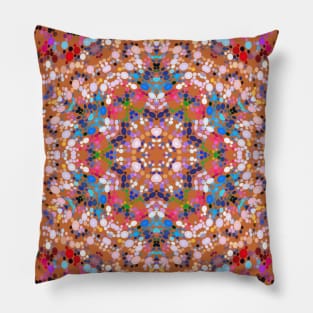 Dot Mandala Orange Blue Pink and White Pillow