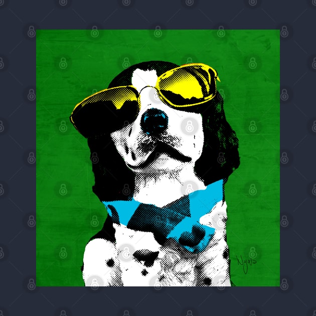 FUNNY DOG POP ART BLUE GREEN by NYWA-ART-PROJECT