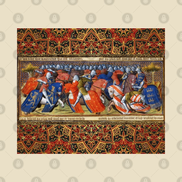 LANCELOT OF THE LAKE IN THE TOURNAMENT OF CAMELOT Arthurian Legends Medieval Miniature by BulganLumini