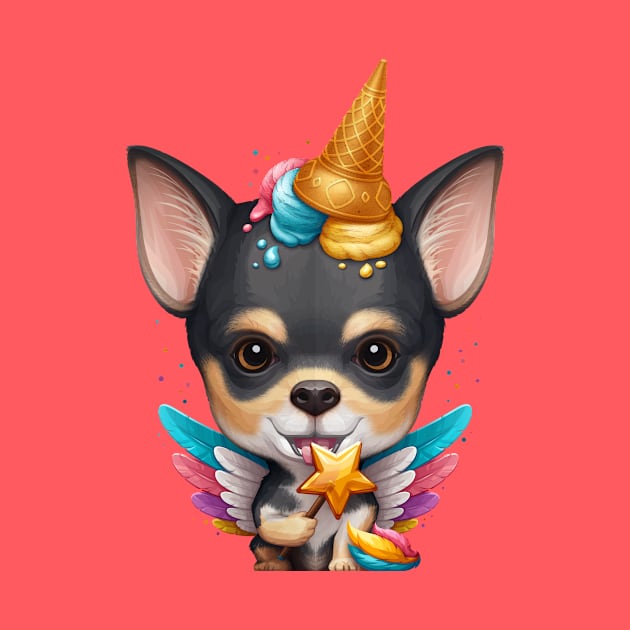 Tricolor Smooth Coat Chihuahua Ice Cream Unicorn by stonemask