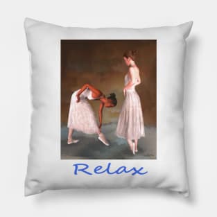 Two ballerinas standing offstage zen yoga buddhism Pillow