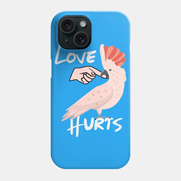 Love Hurts Moluccan Cockatoo Parrot Biting Finger Phone Case by Einstein Parrot