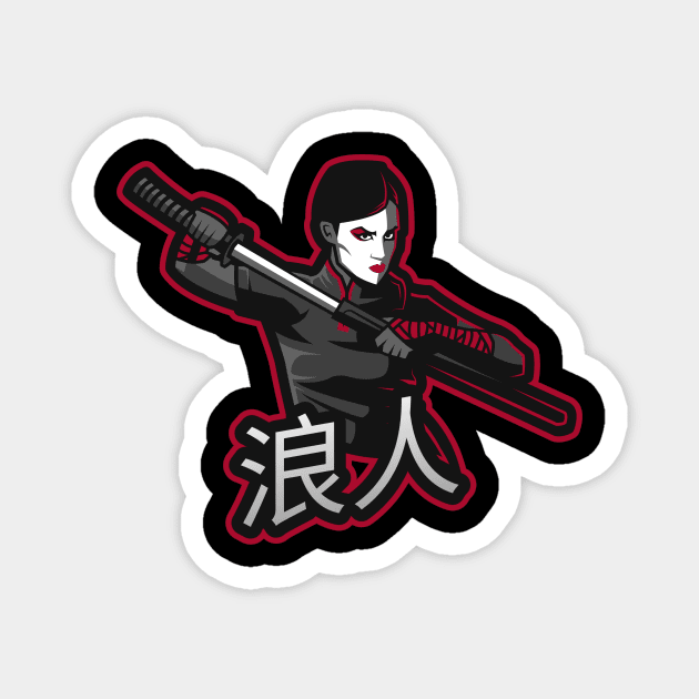 Female Ronin Samurai 浪人 Magnet by OldCamp