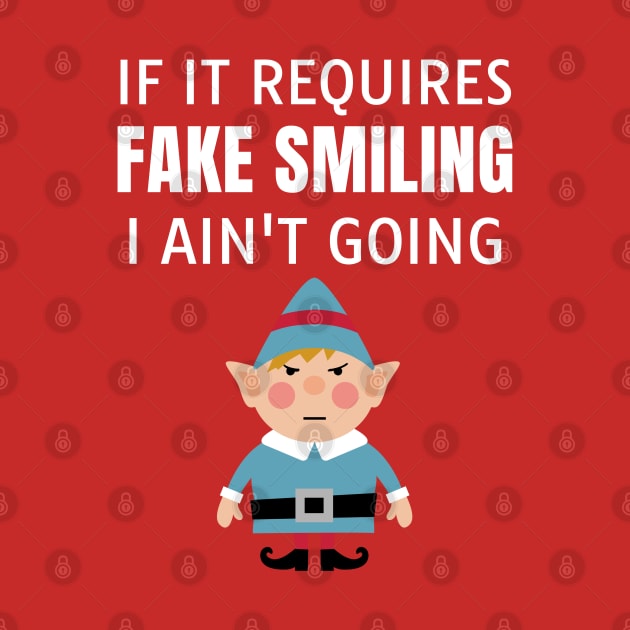 Fake Smiling Angry Christmas Elf by MedleyDesigns67