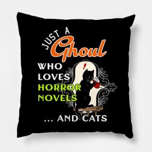 Just a Girl Who Likes Books and Cats Funny Halloween Horror Pillow