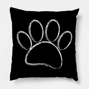 Chalk Art Dog Paw Print Pillow