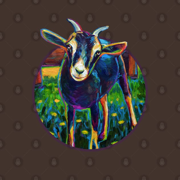 Colorful Black Farm Goat Design by RobertPhelpsArt