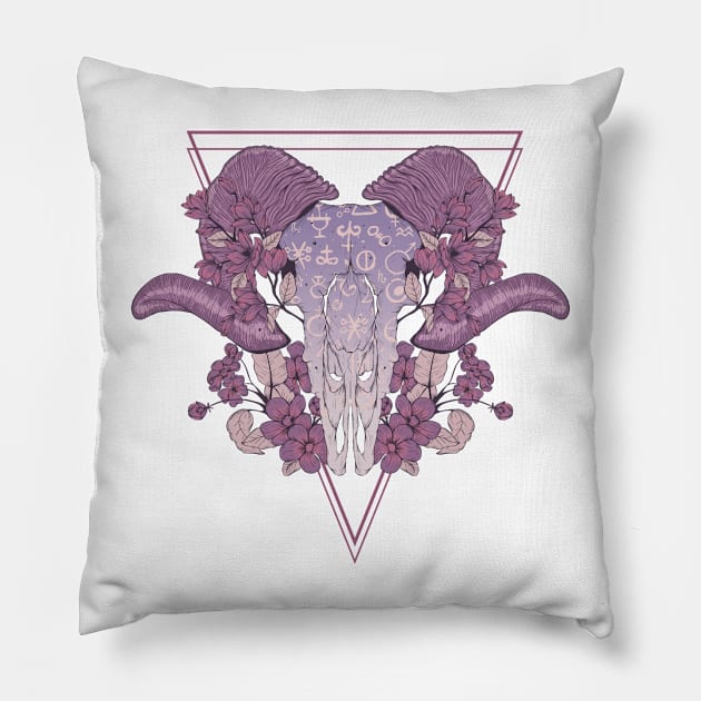 Ram floral skull Pillow by Jess Adams