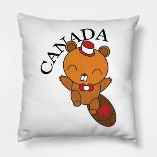 Happy Canadian Beaver Pillow