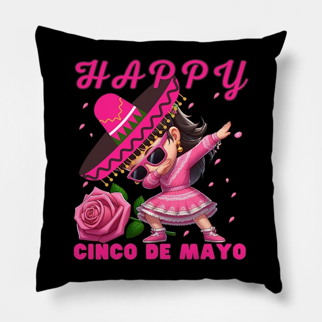 Dabbing GIRL sunglasses happy Cinco De Mayo Let's Fiesta Mexican Party Pillow by MetAliStor ⭐⭐⭐⭐⭐