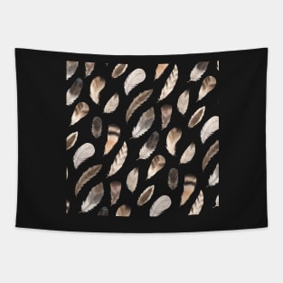 Brown Watercolor Feathers Tapestry