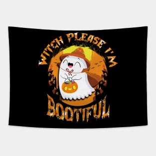 Witch Please I'm Bootiful funny cute ghost Halloween Costume Tapestry