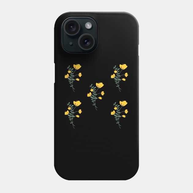 Mustard Yellow Floral pattern Phone Case by Eveline D’souza