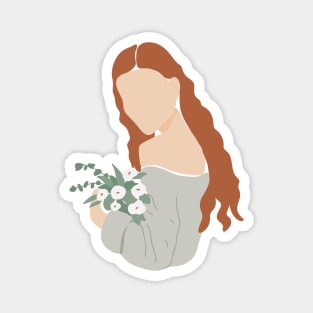 Ginger Woman White Flowers Magnet