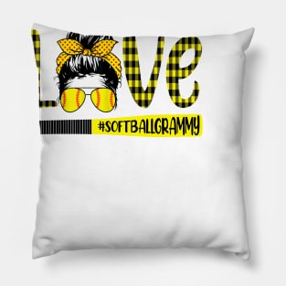 Grammy Life Messy Bun Hair Softball Baseball Mothers Day Gift Pillow