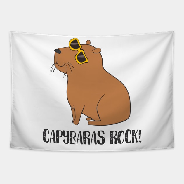 Capybaras Rock! Funny Cute Capybara Love Tapestry by Dreamy Panda Designs