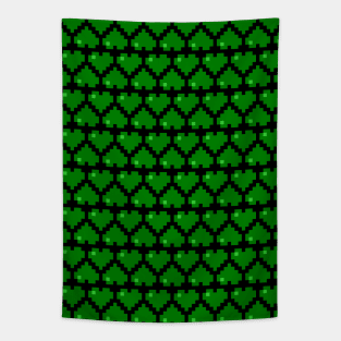 Seamless Pattern of Green Pixel Hearts Tapestry