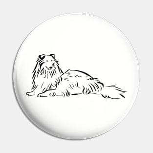 Collie Dog Black Ink Pin