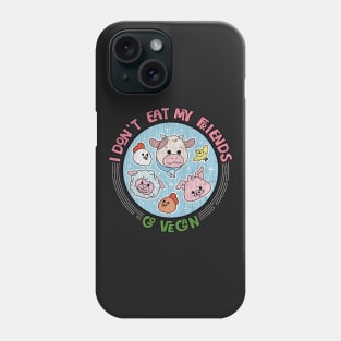 I Don't Eat My Friends - Go Vegan - Retro Cracked Vintage graphic Phone Case