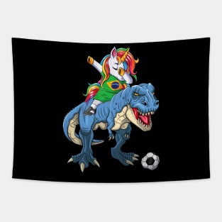 Dabbing Unicorn Dino T-Rex Flag Soccer Lovers Tapestry