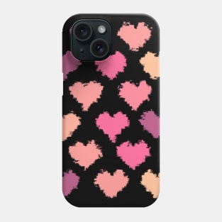 Pencil Stroke of Pixel Pink Hearts Pattern Phone Case