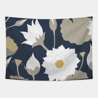 Luxury White Lotus Tapestry