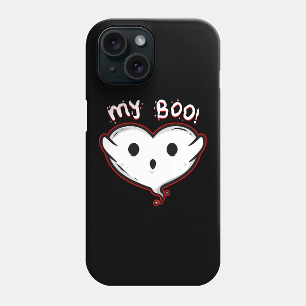 Heart Shaped Ghost Spirit Is My Boo On Halloween Phone Case by SinBle