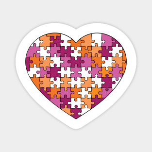 Puzzle Heart - Lesbian Pride Colors Magnet