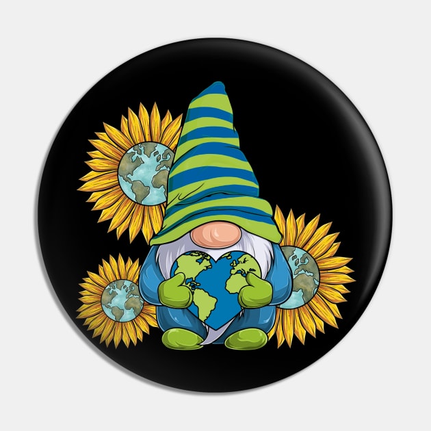 Sunflower Gnome With Heart Earth Day Pin by Magazine