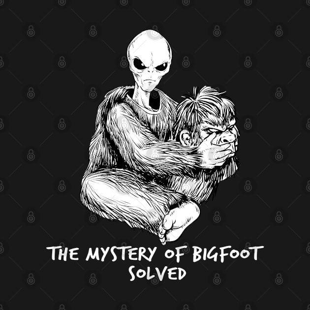 Funny Bigfoot Gift Mystery Of Big Foot Alien UFO Print by Linco