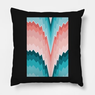 Bargello flame stitch scallops coral and teal Pillow