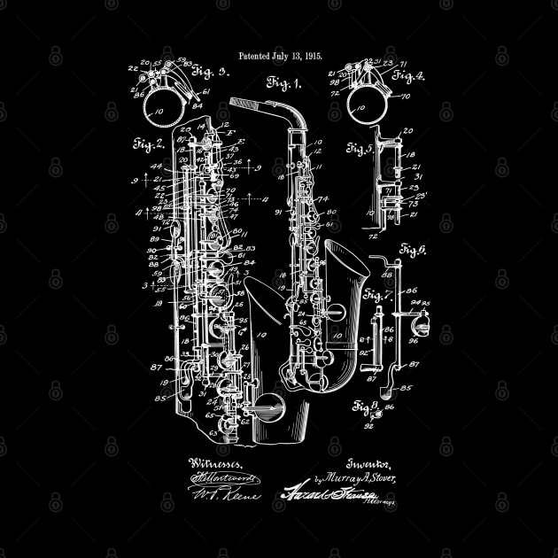 Saxophone Vintage 1915 Patent Print by MadebyDesign