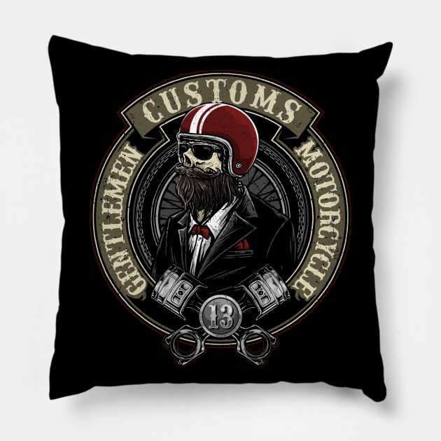 gentlemen customs motorcycle Pillow by yuystore