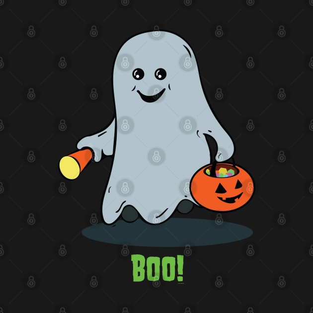 Cute Kid's - The Boo Crew - Cartoon Monsters - Trick or Treat - Gus the Ghost by Vector Deluxe