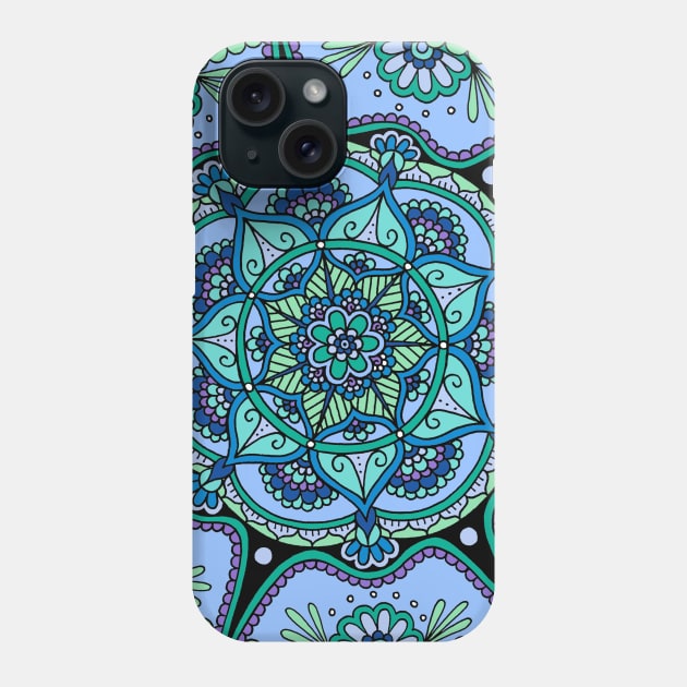 Blue Mandala Phone Case by HLeslie Design