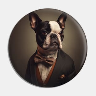 Boston Terrier Dog in Suit Pin