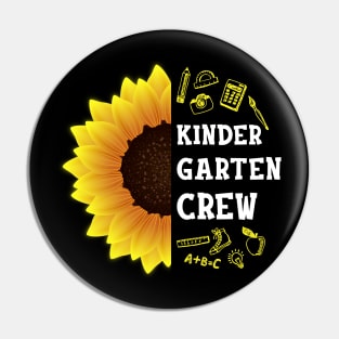 Kindergarten Crew Shirt First Day Preschool Back to School Sunflower Gift Pin