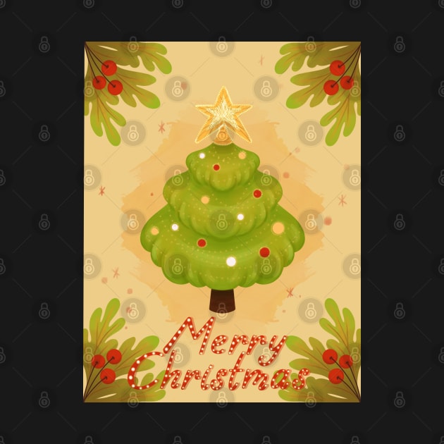 Christmas Tree | Merry Christmas Art | Christmas gift | Xmas illustration by Print Art Station