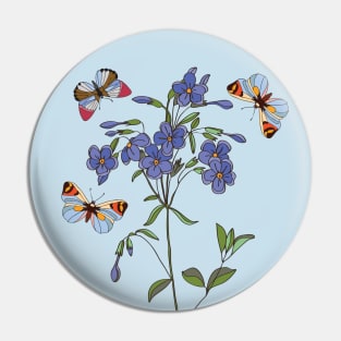 Botanical illustration a plant and a butterfly Pin