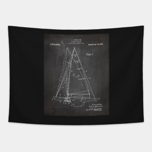 Sailing Yacht Patent - Sailer Lake House Décor Art - Black Chalkboard Tapestry