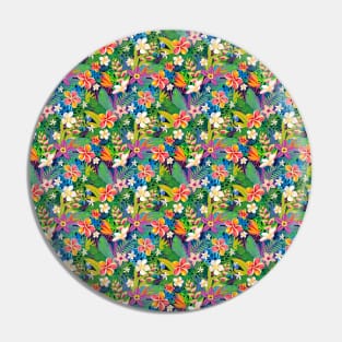 Tropical Hawaiian Flowers Pattern Pin