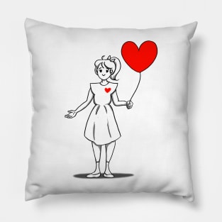 Girl with balloon Pillow