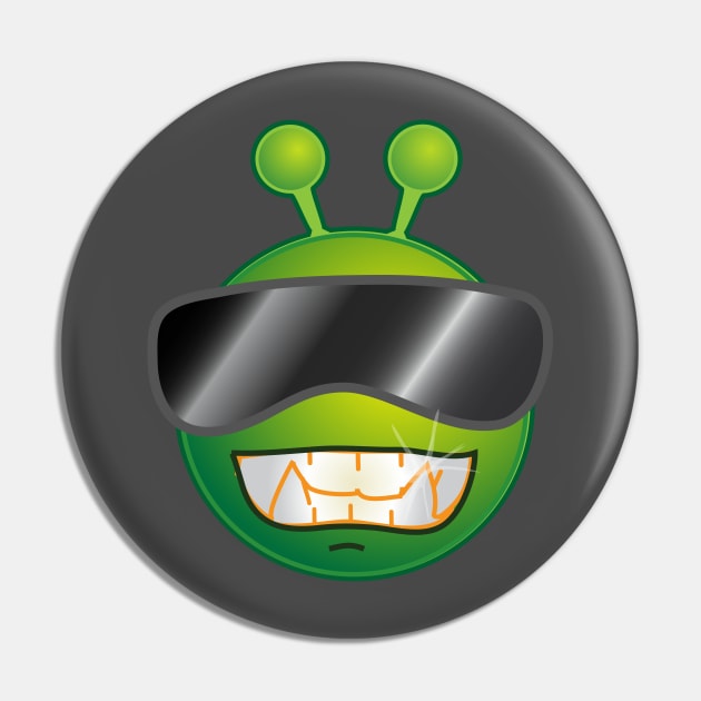 Funny Alien Monster ET Extraterrestrial Martian Green Man Emoji for Women, Men and Kids 2 Pin by PatrioTEEism