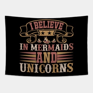 I Believe In Mermaids And Unicorns T Shirt For Women Men Tapestry