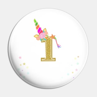One. First birthday. Colorful unicorn birthday invitation Pin