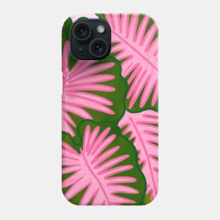 Tropical Pink and Green Leaves Pattern Phone Case