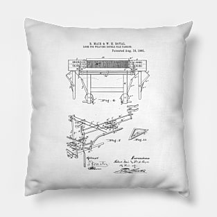 Loom for weaving double pile fabric Vintage Patent Hand Drawing Pillow